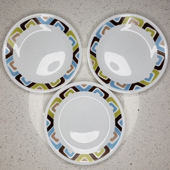 Correlle Squared Geometric Set 3 Bread Dessert Appetizer Plates Retired Pattern - Picture 8 of 8